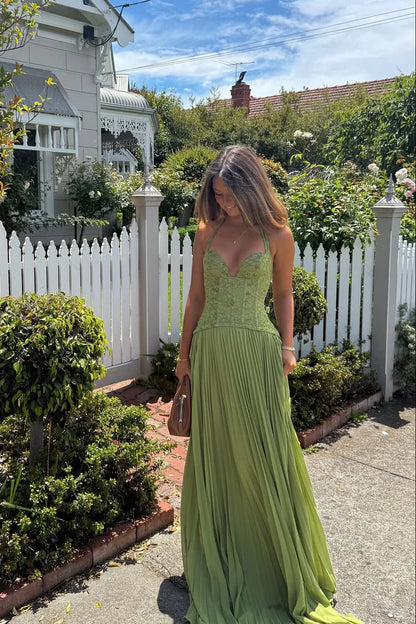 Eudora | Pleated Corset Maxi Dress