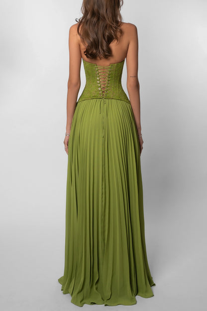 Eudora | Pleated Corset Maxi Dress