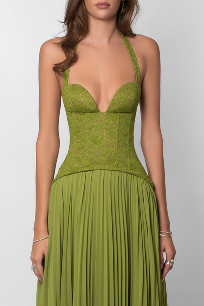 Eudora | Pleated Corset Maxi Dress