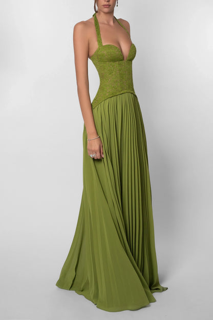 Eudora | Pleated Corset Maxi Dress