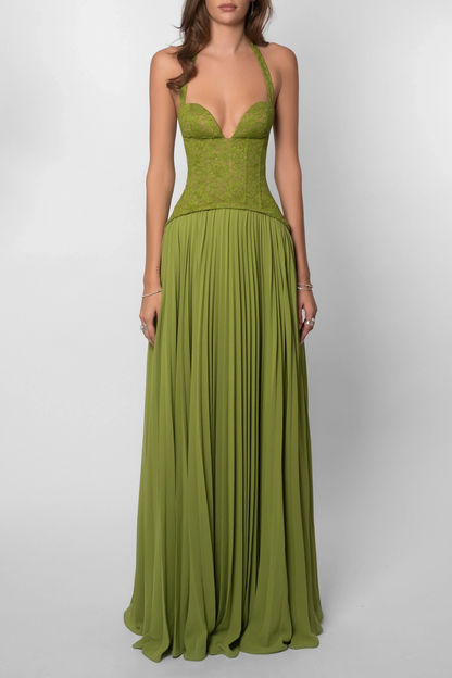 Eudora | Pleated Corset Maxi Dress