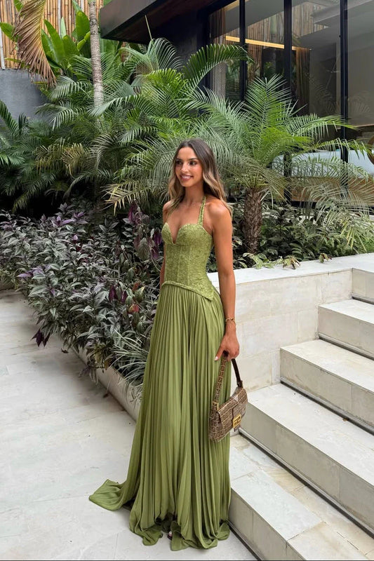Eudora | Pleated Corset Maxi Dress