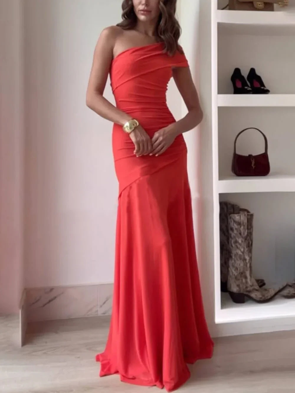 Gwendolyn | One-Shoulder Gathered Maxi Dress