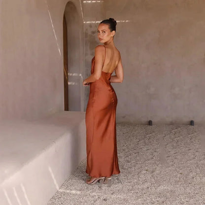 Ottoline | Satin Cowl-Neck Maxi Dress