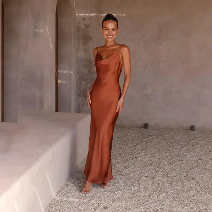 Ottoline | Satin Cowl-Neck Maxi Dress