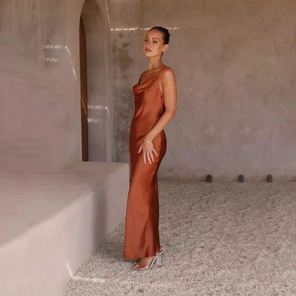 Ottoline | Satin Cowl-Neck Maxi Dress