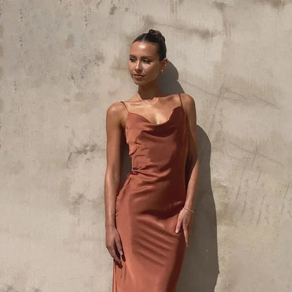 Ottoline | Satin Cowl-Neck Maxi Dress