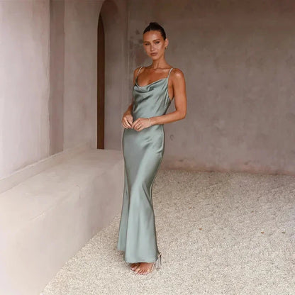 Ottoline | Satin Cowl-Neck Maxi Dress
