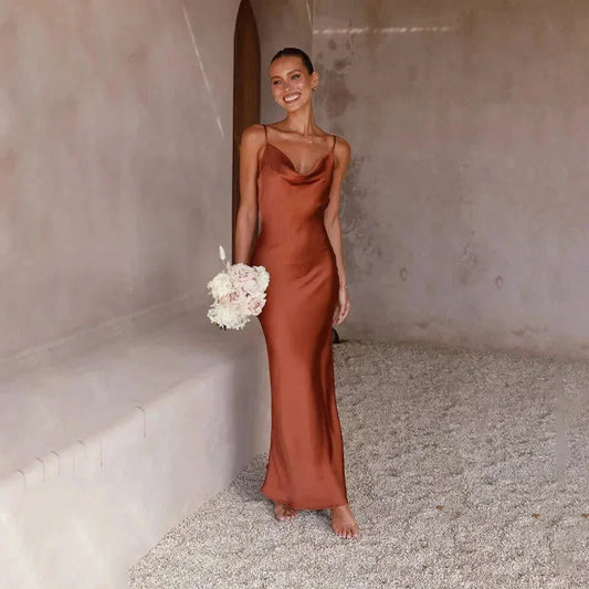 Ottoline | Satin Cowl-Neck Maxi Dress