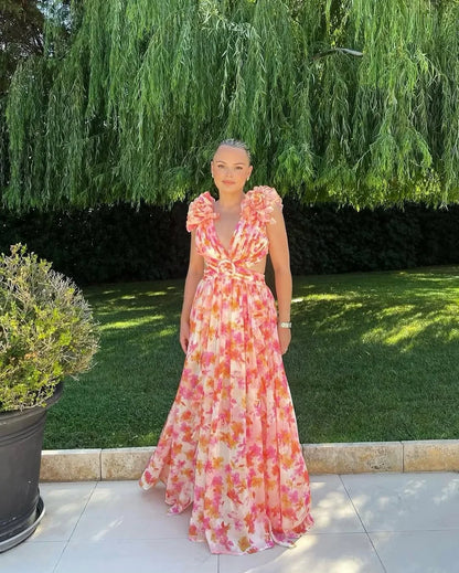 Yfke | Floral Sleeveless Maxi Dress