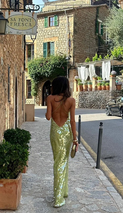 Xanthippe | Sequin Backless Maxi Dress