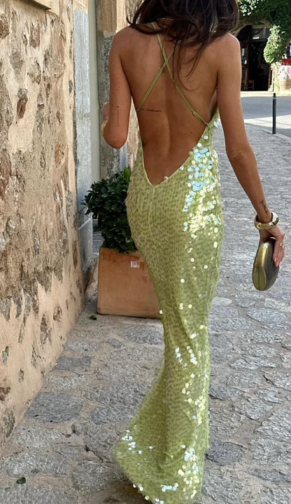Xanthippe | Sequin Backless Maxi Dress