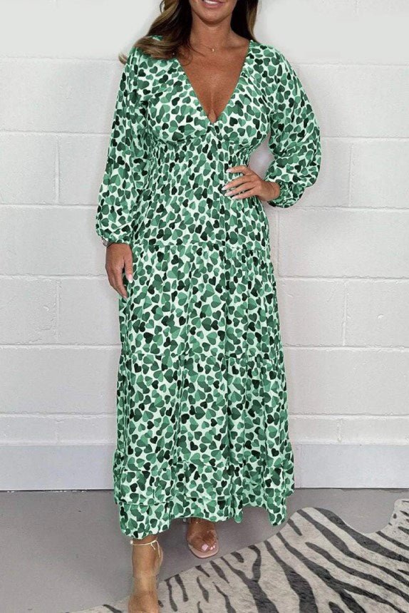 Rysia | Printed Dress with Deep V-Neck