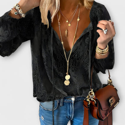 Boho blouse shown from the side