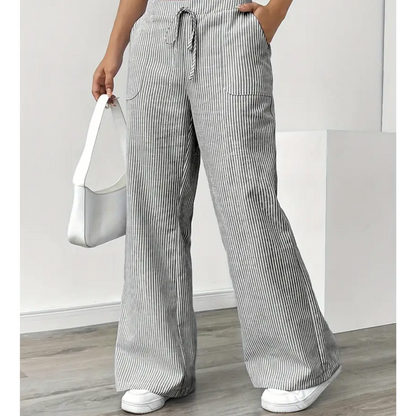 Wide-leg pants photographed at an angle