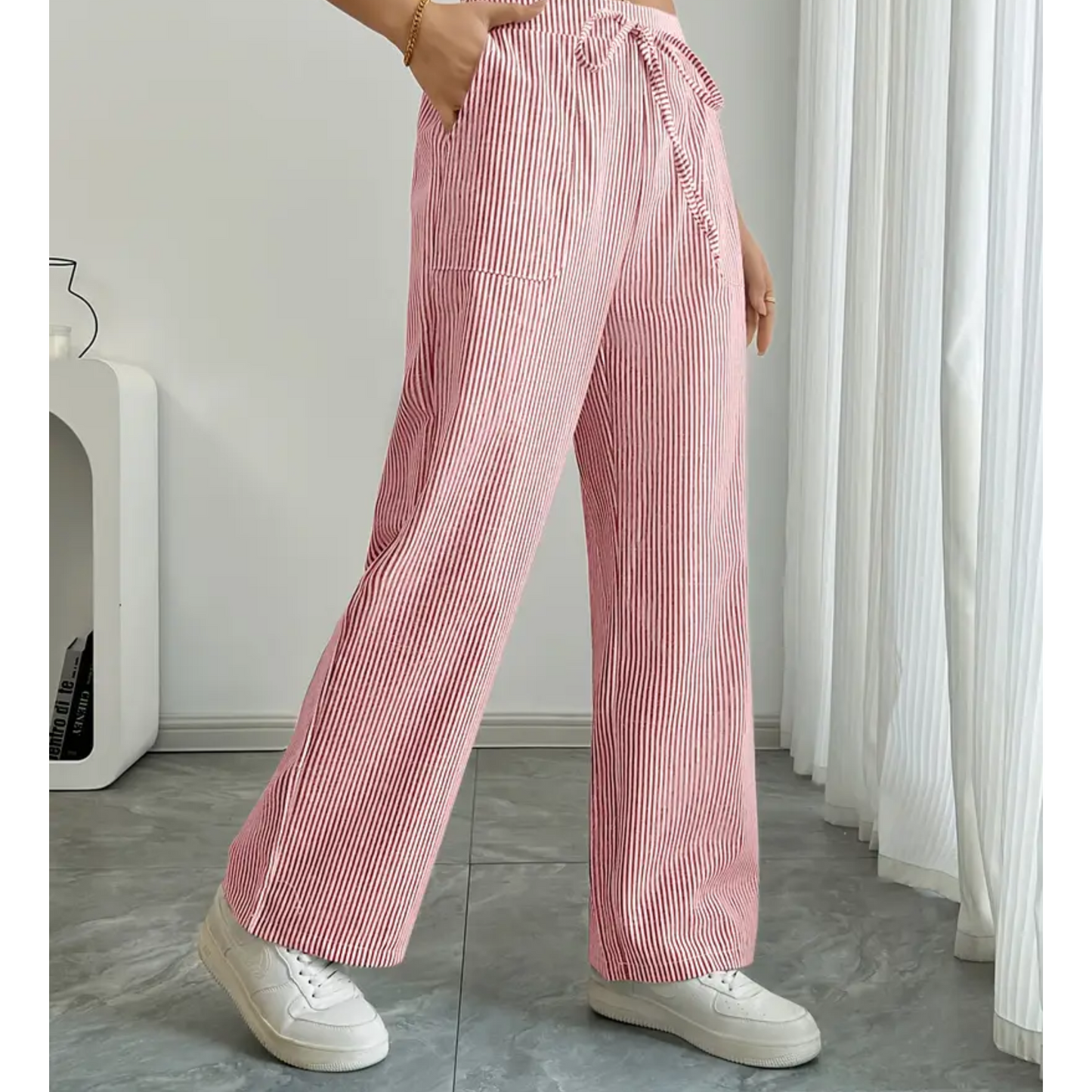 Drawstring pants shown in a fourth colourway