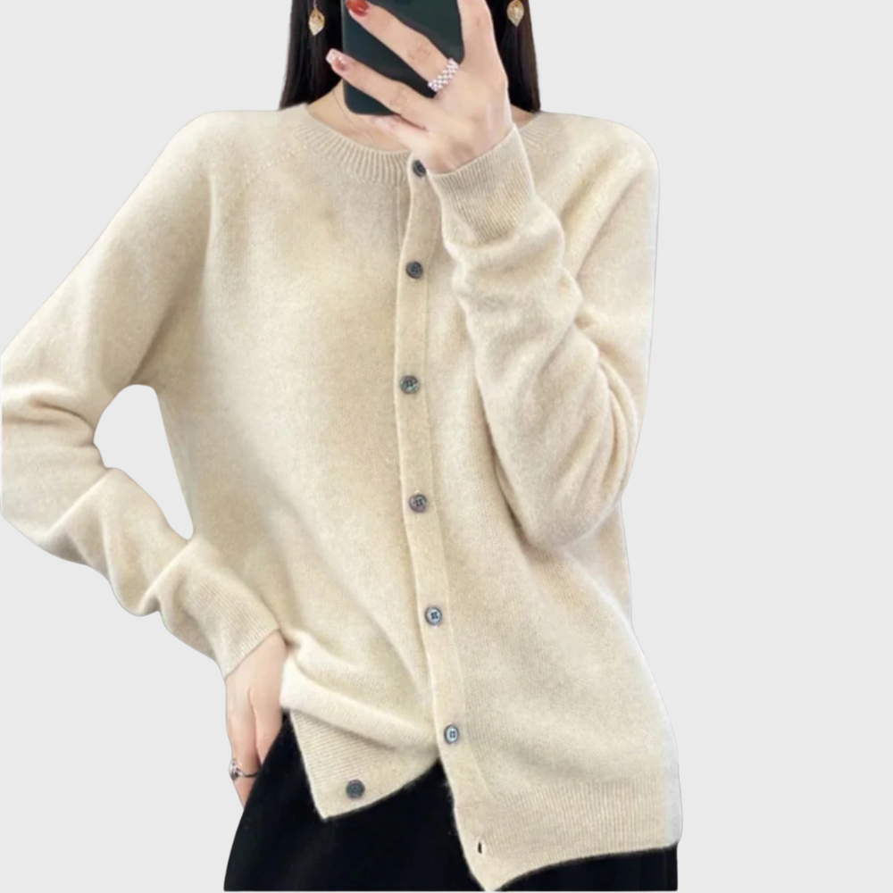 Clean cardigan shown in a third colourway