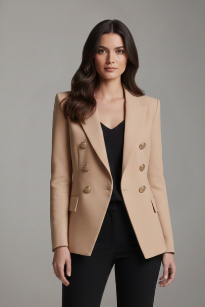 Double-breasted blazer detail of the collar