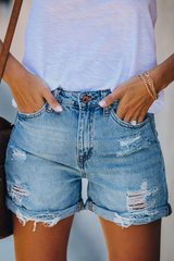 Philippa | Distressed Denim Shorts