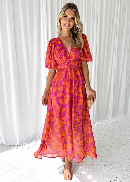 Marisol | Floral V-Neck Maxi Dress