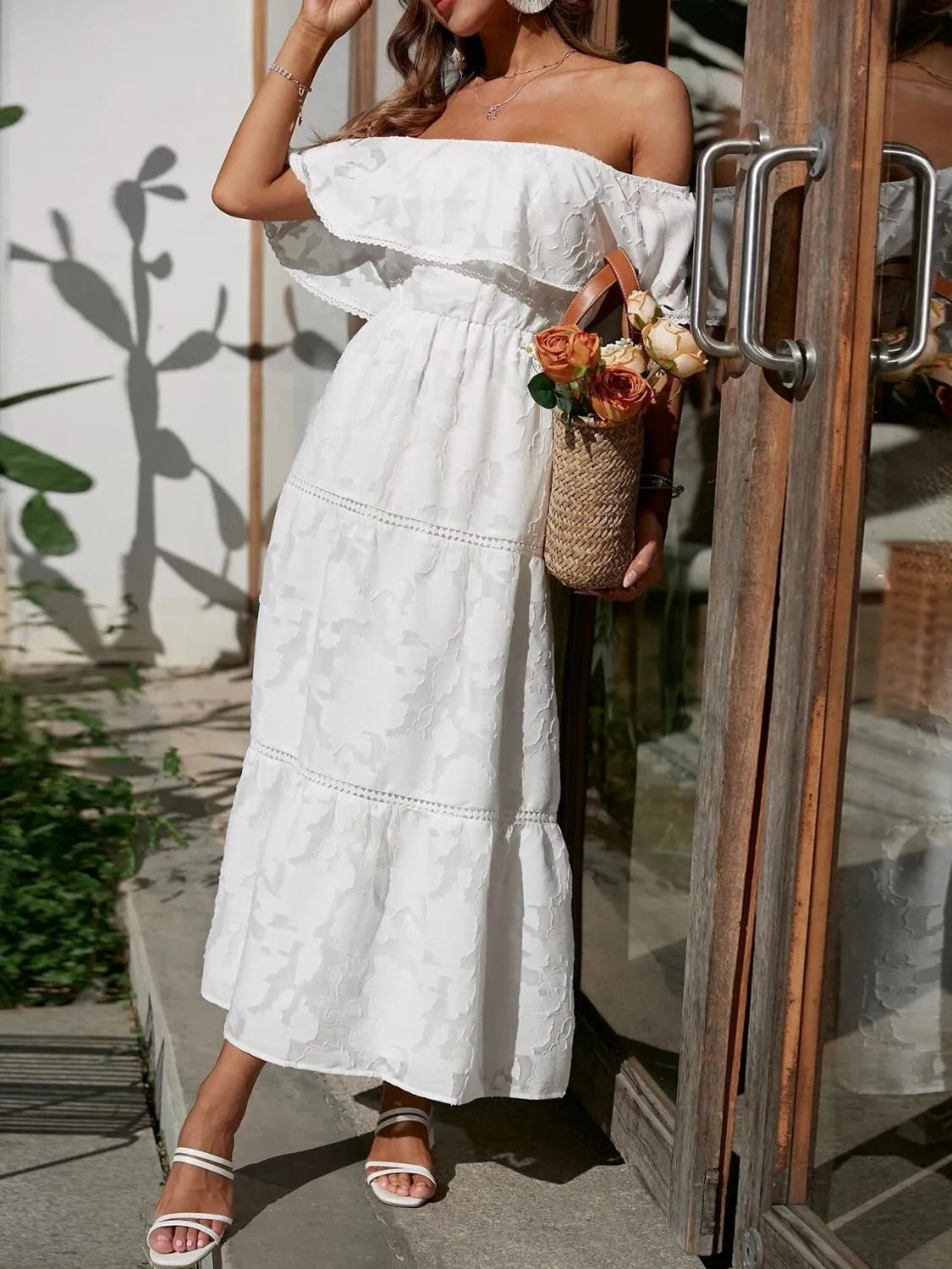 Rivène | Off-Shoulder Tiered Midi Dress