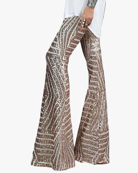 Sequin flare party pants detail
