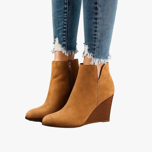 Wedge-heel ankle boots, side view
