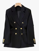 Double-breasted blazer with a notch lapel, front view