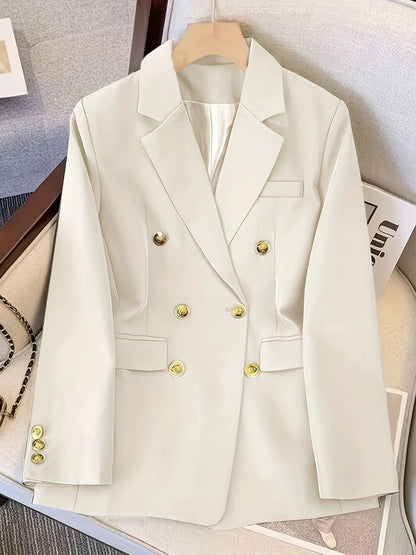 Double-breasted blazer showing the two rows of buttons