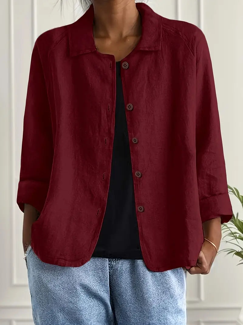 Idun | Collared Button-Front Blazer