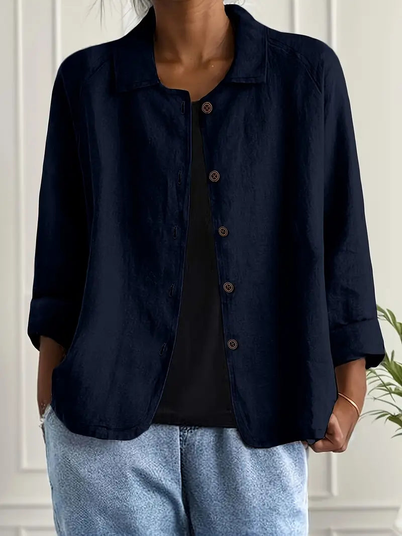 Idun | Collared Button-Front Blazer