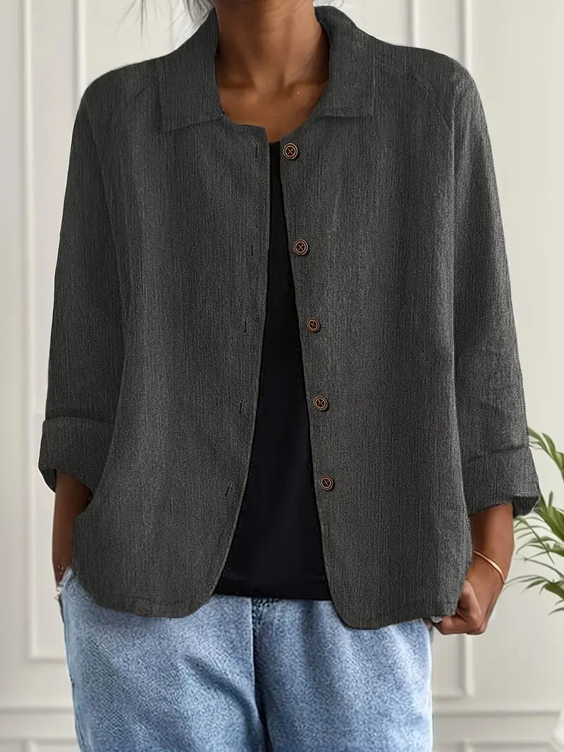Idun | Collared Button-Front Blazer