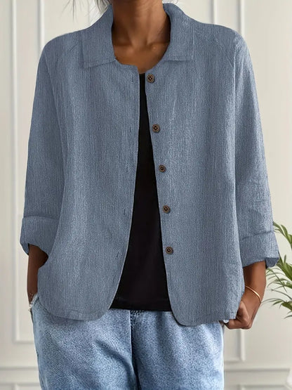 Blazer showing the collar and rolled cuff