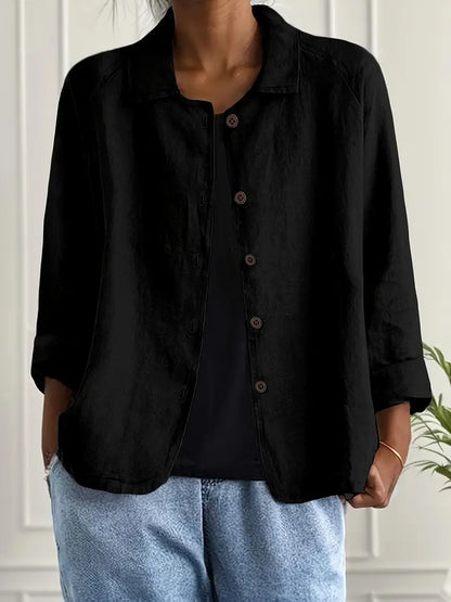 Button-front blazer shown across the colour range