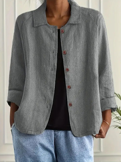 Idun | Collared Button-Front Blazer