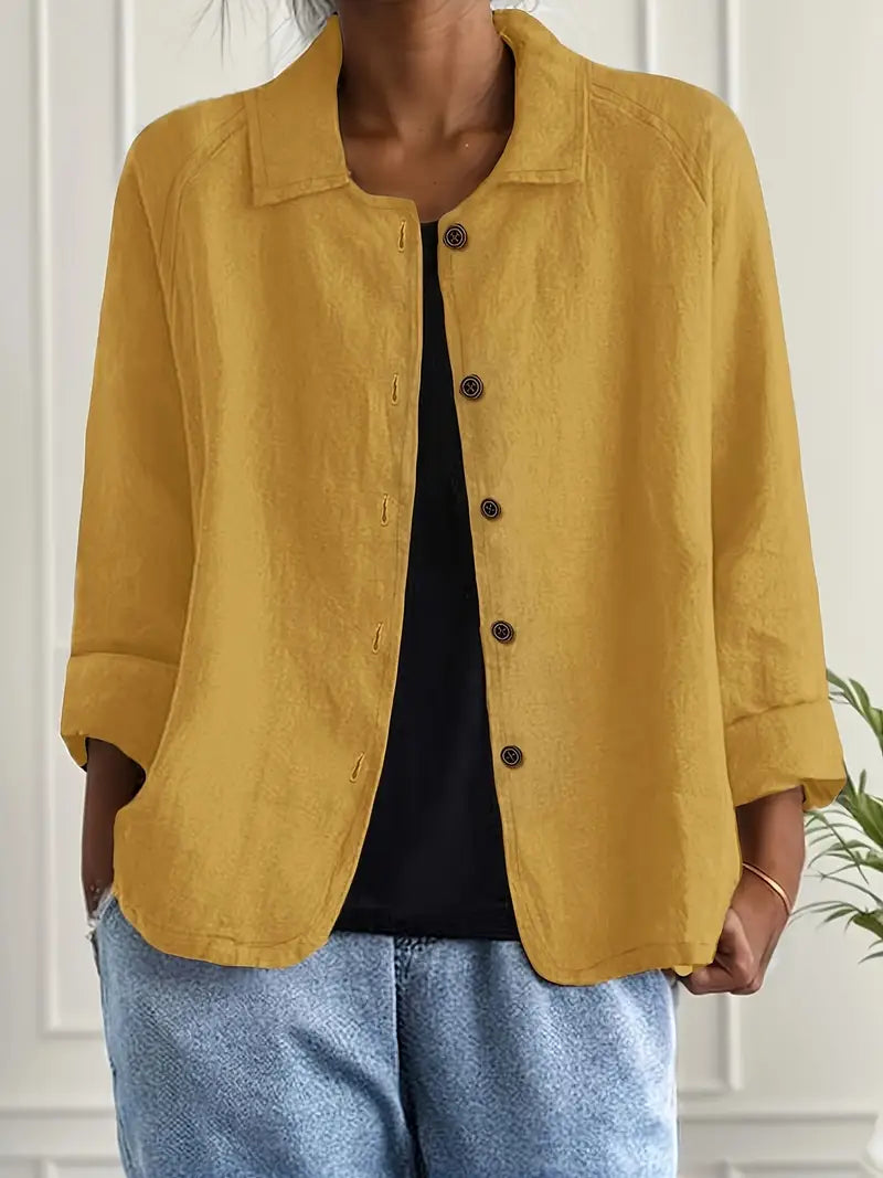 Idun | Collared Button-Front Blazer